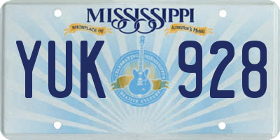 MS license plate YUK928