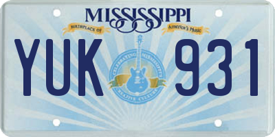 MS license plate YUK931