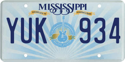MS license plate YUK934