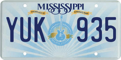 MS license plate YUK935