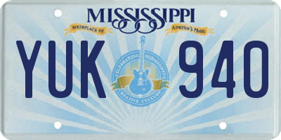 MS license plate YUK940