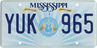 MS license plate YUK965