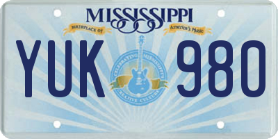MS license plate YUK980