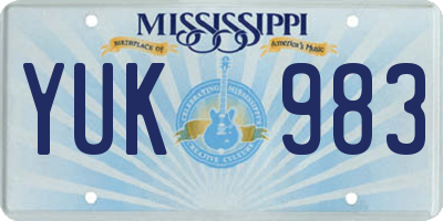 MS license plate YUK983