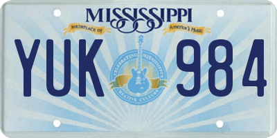 MS license plate YUK984