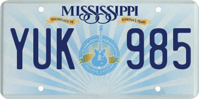 MS license plate YUK985