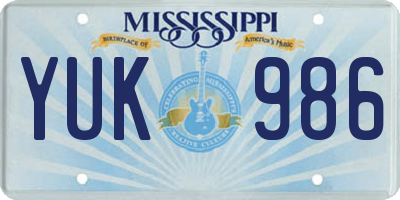 MS license plate YUK986