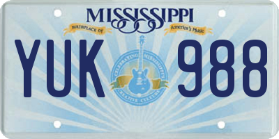 MS license plate YUK988