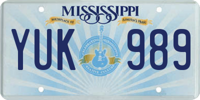 MS license plate YUK989