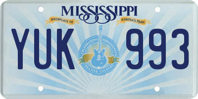 MS license plate YUK993