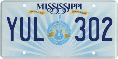 MS license plate YUL302