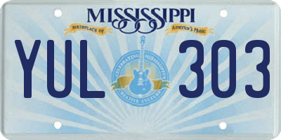 MS license plate YUL303