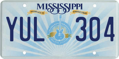 MS license plate YUL304