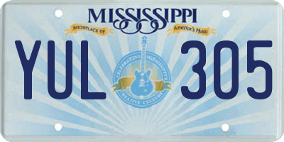 MS license plate YUL305