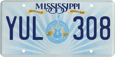 MS license plate YUL308