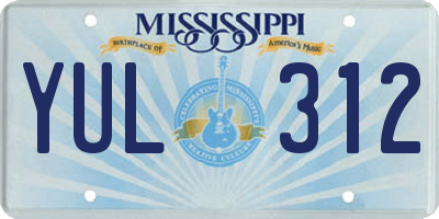 MS license plate YUL312