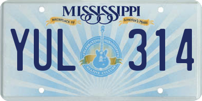 MS license plate YUL314