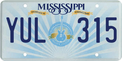 MS license plate YUL315