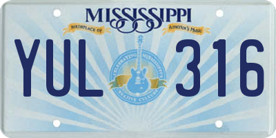 MS license plate YUL316