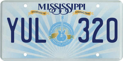 MS license plate YUL320