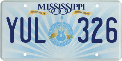 MS license plate YUL326