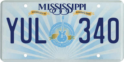 MS license plate YUL340