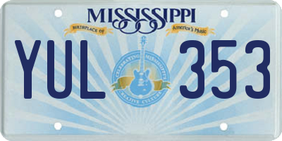 MS license plate YUL353