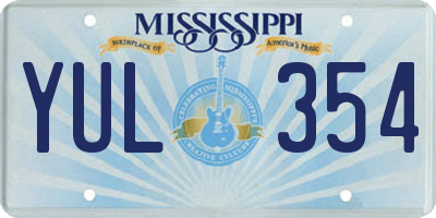 MS license plate YUL354