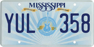 MS license plate YUL358