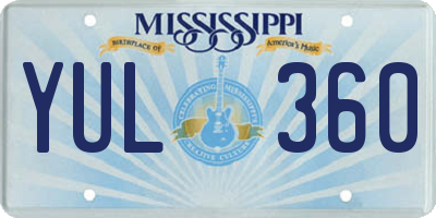 MS license plate YUL360