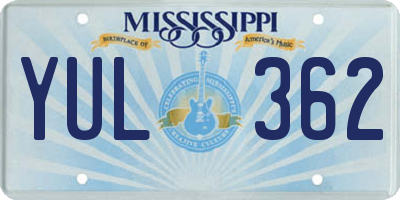 MS license plate YUL362