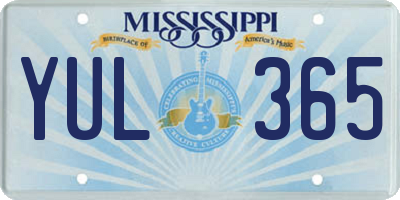 MS license plate YUL365