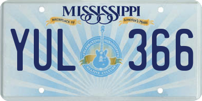MS license plate YUL366