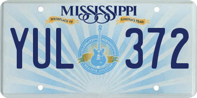 MS license plate YUL372