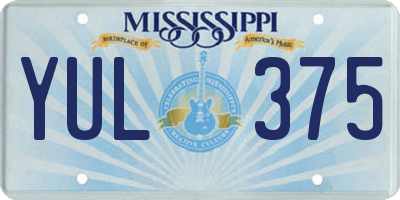 MS license plate YUL375