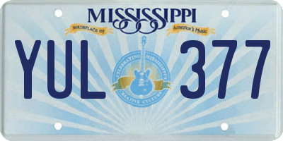 MS license plate YUL377