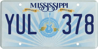 MS license plate YUL378