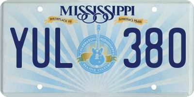 MS license plate YUL380