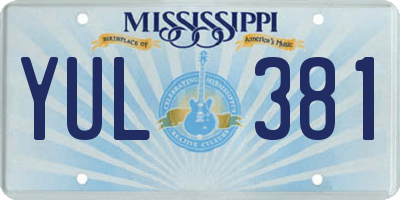 MS license plate YUL381