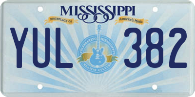 MS license plate YUL382