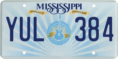 MS license plate YUL384