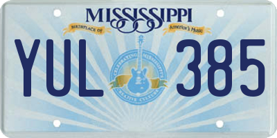 MS license plate YUL385