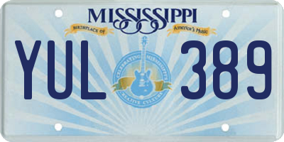 MS license plate YUL389