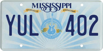MS license plate YUL402