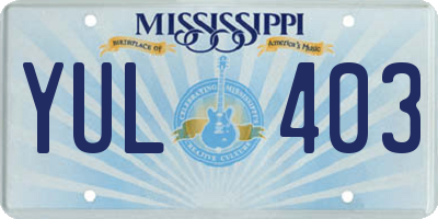 MS license plate YUL403