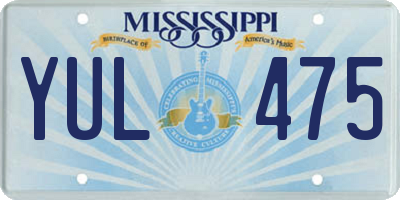 MS license plate YUL475