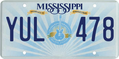 MS license plate YUL478