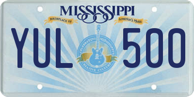 MS license plate YUL500