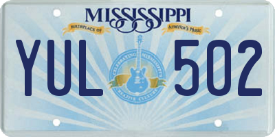 MS license plate YUL502