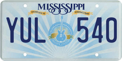 MS license plate YUL540